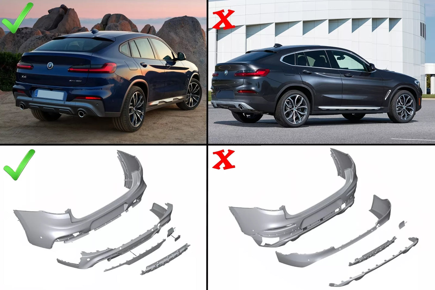 Tagumine Bumper Hajuti Topelt Väljalaske Torud BMW X4 G02 18+ M Sport