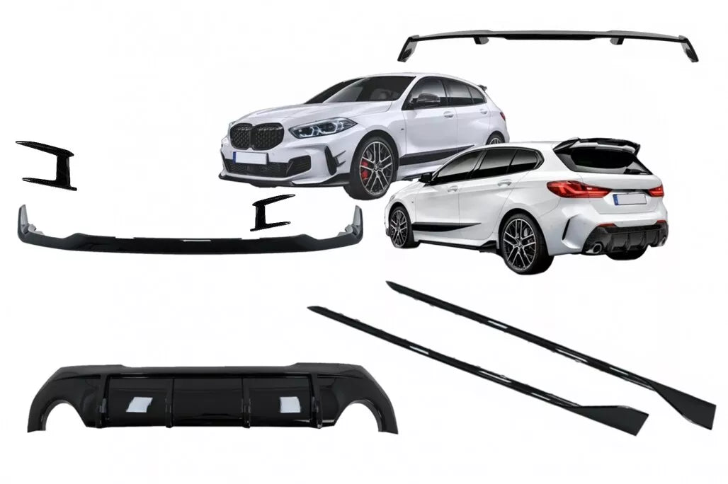 Aero Body Kit Bumper Lip Diffuser for BMW 1 Series F40 M Sport 2019+ Shiny Black